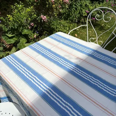 Autres décorations de Noël - nappe rayée - blanc-bleu méditerranéen - OTTOMANIA