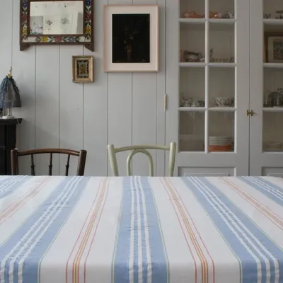 Other Christmas decorations - striped tablecloth - white-blue - OTTOMANIA