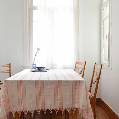 Autres décorations de Noël - nappe avec frange rouge corail - OTTOMANIA