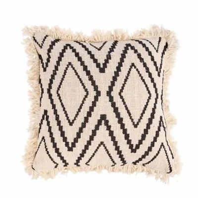 Cushions - The Sahara Diamond Cushion Cover - Natural Black - BAZAR BIZAR LIVING