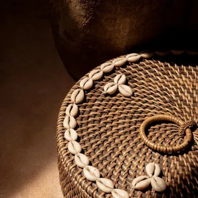 Caskets and boxes - The Rattan Compartment Basket - Natural Brown - BAZAR BIZAR LIVING