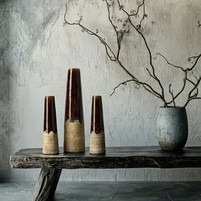 Vases - Le Vase Cône Ambre - Brun Béton - M - BAZAR BIZAR LIVING
