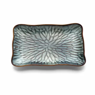 Assiettes au quotidien - L’Assiette Rectangulaire Lotus Ice - Gris Brun - L - BAZAR BIZAR LIVING