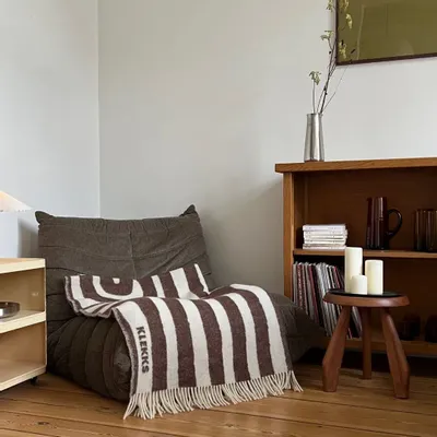 Plaids - Plaid en laine marron et blanc — KLEKKS NO. 34 - KLEKKS