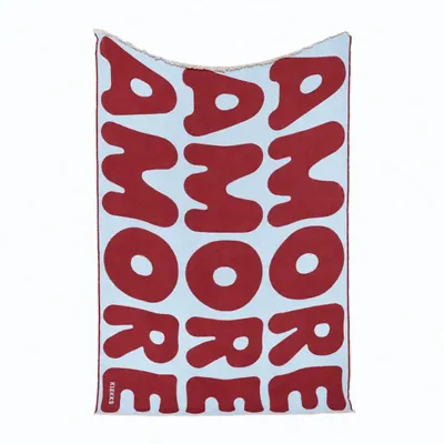Throw blankets - Cotton Throw Blanket in Bordeaux & Light Blue – KLEKKS NO. 11 - KLEKKS