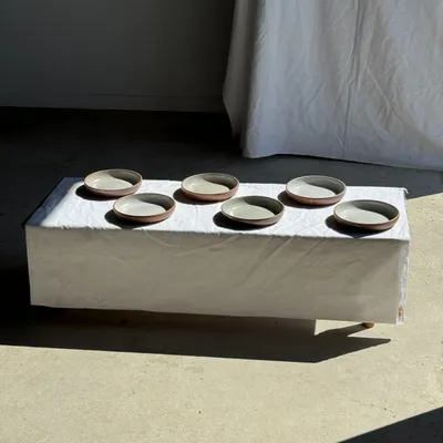 Everyday plates - Set of 6 handmade soup plates in beige glazed ceramic D19 - OFFICE OBJETS
