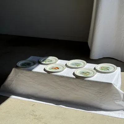 Everyday plates - Set of 6 vintage Limoges porcelain plates decorated with fish - OFFICE OBJETS