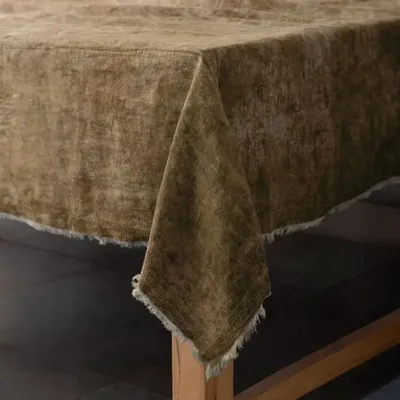 Christmas table settings - Linen Mud Dye Kantha Table Cover - MAISON MIEKO