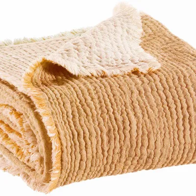 Linge de lit - Jeté de lit Emilio Caramel 260 x 260 - MAISON VIVARAISE - SDE VIVARAISE WINKLER