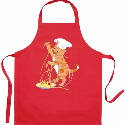 Tabliers de cuisine - Tablier de cuisine enfant Chat en cuisine recyclé Rouge 52 x 63 - MAISON VIVARAISE - SDE VIVARAISE WINKLER