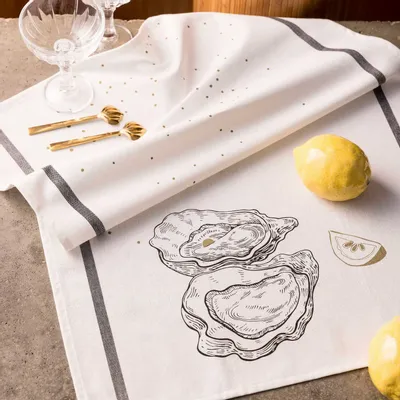 Dish towels - Huîtres et Citron Kitchen towel Blanc 50 X 70 - LA CERISE SUR LE GATEAU
