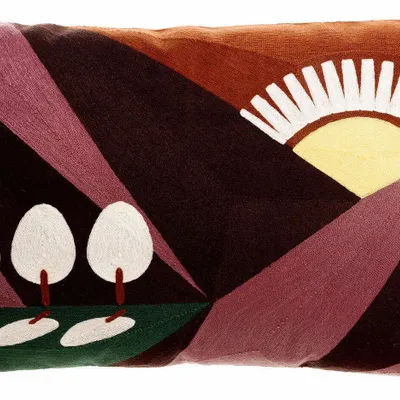 Coussins - Coussin brodé Eol Bordeaux 40 x 65 - MAISON VIVARAISE - SDE VIVARAISE WINKLER