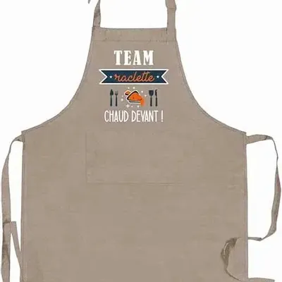 Tabliers de cuisine - Tablier de cuisine Team Raclette Ficelle 72 x 90 - MAISON VIVARAISE - SDE VIVARAISE WINKLER