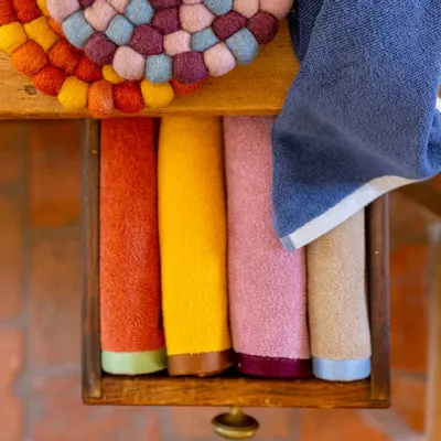 Tea towel - Two-tone hand towel Cara Sable 50 X 50 - MAISON VIVARAISE - SDE VIVARAISE WINKLER