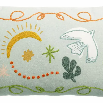 Cushions - Embroidered Cushion Anka Ciel 30 X 50 - MAISON VIVARAISE - SDE VIVARAISE WINKLER