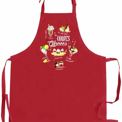 Tabliers de cuisine - Tablier de cuisine Coupes glacées Rouge 72 x 90 - MAISON VIVARAISE - SDE VIVARAISE WINKLER