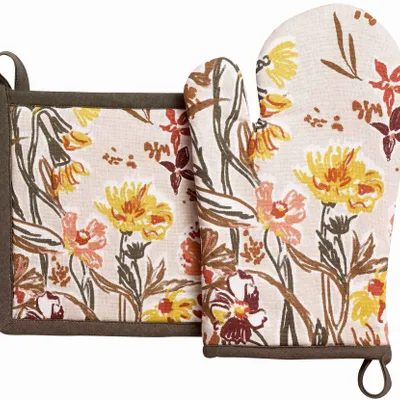 Potholders - Oven glove/pot holder set Skica Multico 18 X 28 - MAISON VIVARAISE - SDE VIVARAISE WINKLER