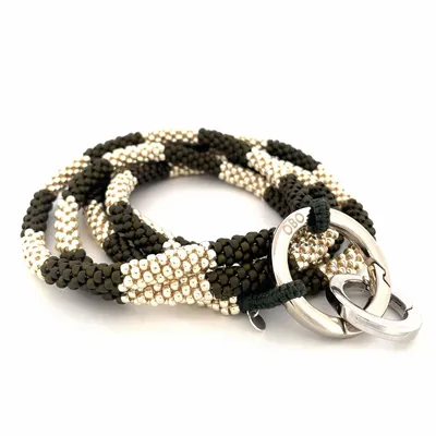Travel accessories - DUO Large Bead Phone Chain – D51 Silver Olive - OBO