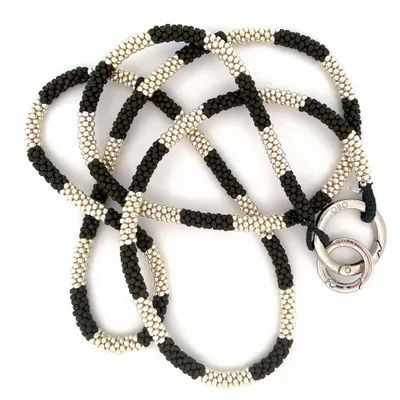 Travel accessories - DUO Large Bead Phone Chain – D51 Silver Olive - OBO
