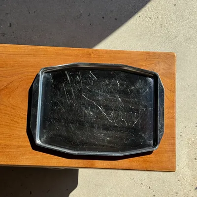 Napkins - Vintage rectangular tray in silver plated metal with handles L37 Lg27 - OFFICE OBJETS