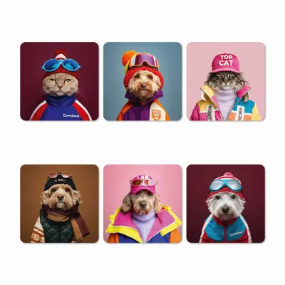 Gifts - Funny Cats & Dogs Ski Coasters Set - MA CHÉRIE MON AMOUR