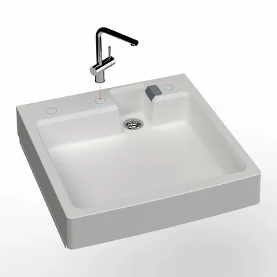 Lavabos - Mongardi : Supera, Bac gain de place en résine, Installable sur le lave-linge, Résistant aux acides, Facile à monter, Pré-perçable pour installer un robinet, 60L × 60P × 11H cm, Blanc - MONGARDI