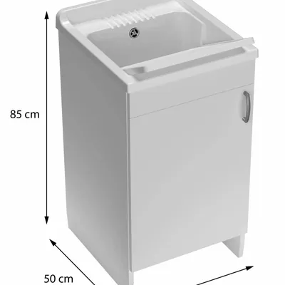 Lavabos - Mongardi : Meuble évier-lavoir en bois avec bac en résine, Pré-perçable pour installer un robinet, Résistant aux acides, Intérieur, 45L × 50P × 85H cm, Blanc - MONGARDI