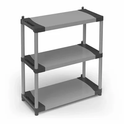 Etagères - Mongardi : Étagère en résine à 3 niveaux, Facile à monter, Résistante, Charge maximale 50 kg, Système modulaire, Intérieur et Extérieur, 80L × 39,5P × 85H cm, Gris et Noir - MONGARDI