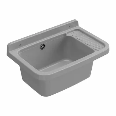 Lavabos - Mongardi : Évier multifonction en résine, Fixation murale, Résistant aux acides, Intérieur et Extérieur, 50L × 33,5P × 24H cm, Gris ciment - MONGARDI