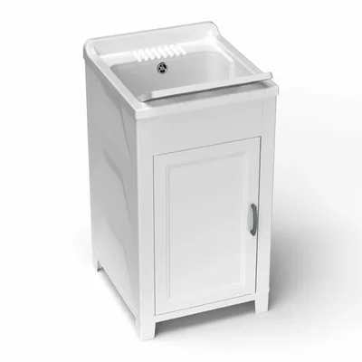 Lavabos - Mongardi : Meuble évier-lavoir en résine, Pré-perçable pour installer un robinet, Résistant aux acides, Intérieur et Extérieur, 45L × 50P × 85H cm, Blanc - MONGARDI