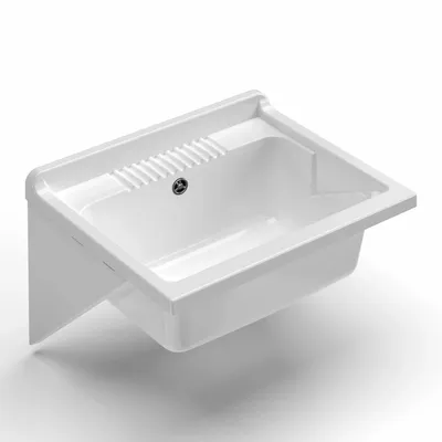 Lavabos - Mongardi : Bac en résine avec supports de fixation murale, Résistant aux acides, Intérieur et Extérieur, 61L × 51P × 26H cm, Blanc - MONGARDI
