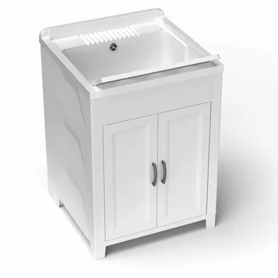 Lavabos - Mongardi : Meuble évier-lavoir en résine, Pré-perçable pour installer un robinet, Résistant aux acides, Intérieur et Extérieur, 60L × 60P × 85H cm, Blanc - MONGARDI