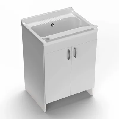 Lavabos - Mongardi : Meuble évier-lavoir en bois avec bac en résine, Pré-perçable pour installer un robinet, Résistant aux acides, Intérieur, 60L × 50P × 85H cm, Blanc - MONGARDI