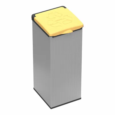 Shelves - Mongardi: 4'Otto Resin Bag Holder, Easy to Assemble, Modular, With Lid and Bag Retaining Frame, Suitable for 80–110 L Bags, 32W × 35D × 80H cm, Grey and Yellow - MONGARDI