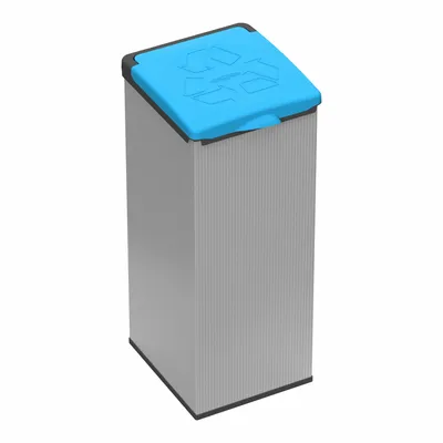 Etagères - Mongardi : Porte-sac 4'Otto en résine, Facile à monter, Modulaire, Avec couvercle et cadre de maintien du sac, Adapté aux sacs de 80 à 110 L, 32L × 35P × 80H cm, Gris et Bleu - MONGARDI
