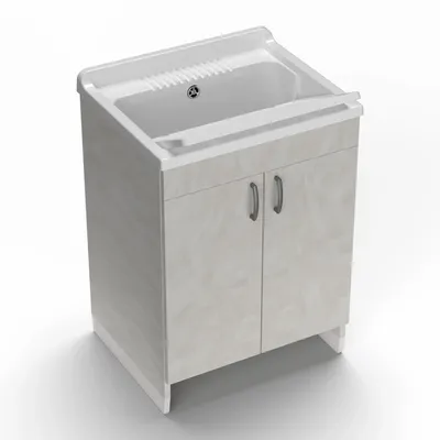 Lavabos - Mongardi : Meuble évier-lavoir en bois avec bac en résine, Pré-perçable pour installer un robinet, Résistant aux acides, Intérieur, 60L × 50P × 85H cm, Gris Manhattan - MONGARDI