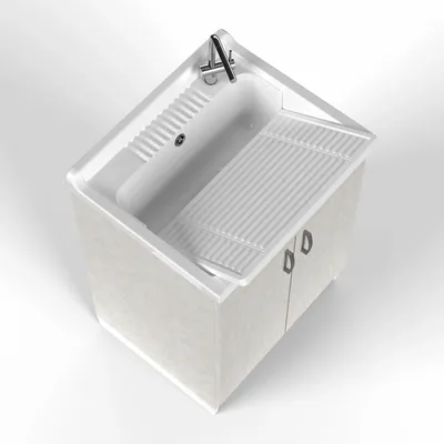 Lavabos - Mongardi : Meuble évier-lavoir en bois avec bac en résine, Pré-perçable pour installer un robinet, Résistant aux acides, Intérieur, 60L × 50P × 85H cm, Gris Manhattan - MONGARDI