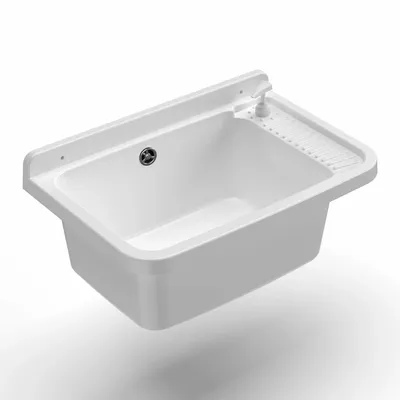 Lavabos - Mongardi : Évier multifonction en résine avec distributeur, Fixation murale, Résistant aux acides, Intérieur et Extérieur, 58,3L × 38,5P × 26H cm, Blanc - MONGARDI