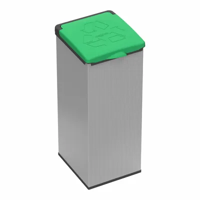 Etagères - Mongardi : Porte-sac 4'Otto en résine, Facile à monter, Modulaire, Avec couvercle et cadre de maintien du sac, Adapté aux sacs de 80 à 110 L, 32L × 35P × 80H cm, Gris et Vert - MONGARDI