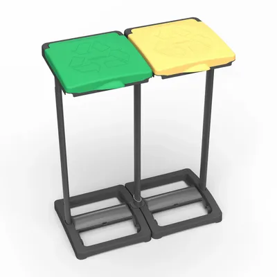 Etagères - Mongardi : Porte-sac Mr. B Bis en résine, Facile à monter, Avec couvercle et cadre de maintien du sac, Adapté aux sacs de 80 à 110 L, 64L × 36P × 80H cm, Noir, Vert et Jaune - MONGARDI