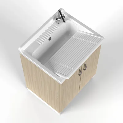Lavabos - Mongardi : Meuble évier-lavoir en bois avec bac en résine, Pré-perçable pour installer un robinet, Résistant aux acides, Intérieur, 60L × 50P × 85H cm, Orme - MONGARDI