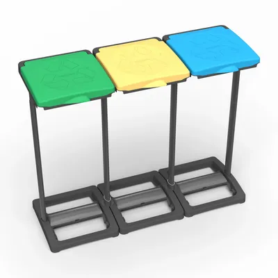 Etagères - Mongardi : Porte-sac Mr. B Tris en résine, Facile à monter, Avec couvercle et cadre de maintien du sac, Adapté aux sacs de 80 à 110 L, 97L × 36P × 80H cm, Noir, Vert, Jaune et Bleu - MONGARDI