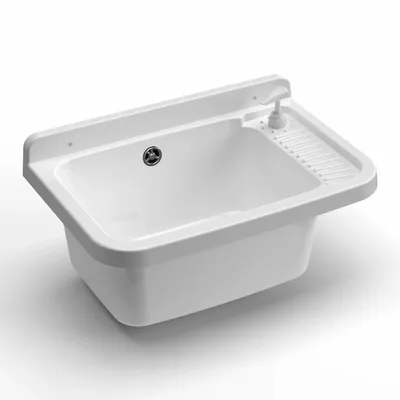 Lavabos - Mongardi : Évier multifonction en résine avec distributeur, Fixation murale, Résistant aux acides, Intérieur et Extérieur, 50L × 33,5P × 24H cm, Blanc - MONGARDI