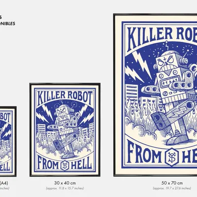 Affiches - Affiche "Killer Robot" - Format 50x70 cm, 30x40cm ou A4 - YEAAAH! STUDIO
