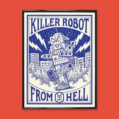 Affiches - Affiche "Killer Robot" - Format 50x70 cm, 30x40cm ou A4 - YEAAAH! STUDIO