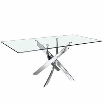 Dining Tables - Rectangular tempered glass and chrome-plated steel dining table - ANGEL CERDÁ