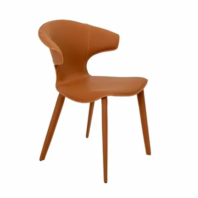 Chairs - Chair in orange regenerated leather - ANGEL CERDÁ