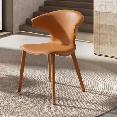 Chairs - Chair in orange regenerated leather - ANGEL CERDÁ