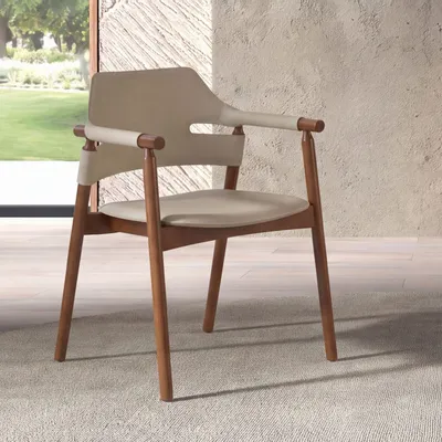 Chairs - Chair in sand-coloured regenerated leather - ANGEL CERDÁ