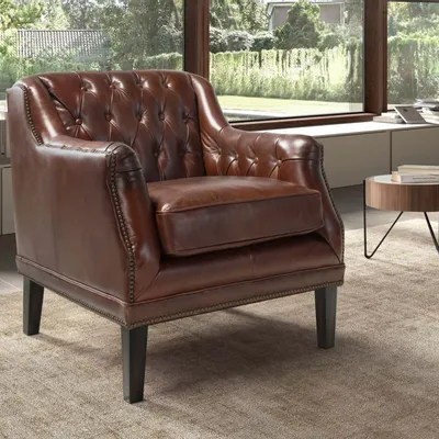 Fauteuils - Fauteuil Chester en cuir marron cognac - ANGEL CERDÁ